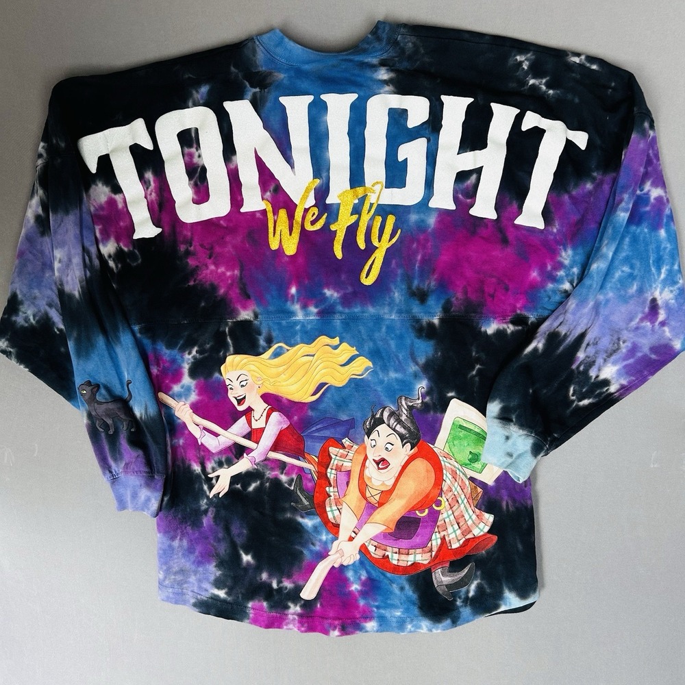 Disney Parks Hocus Pocus Women's XS Tonight We Fly Tie Dye Shirt‎ (Read)